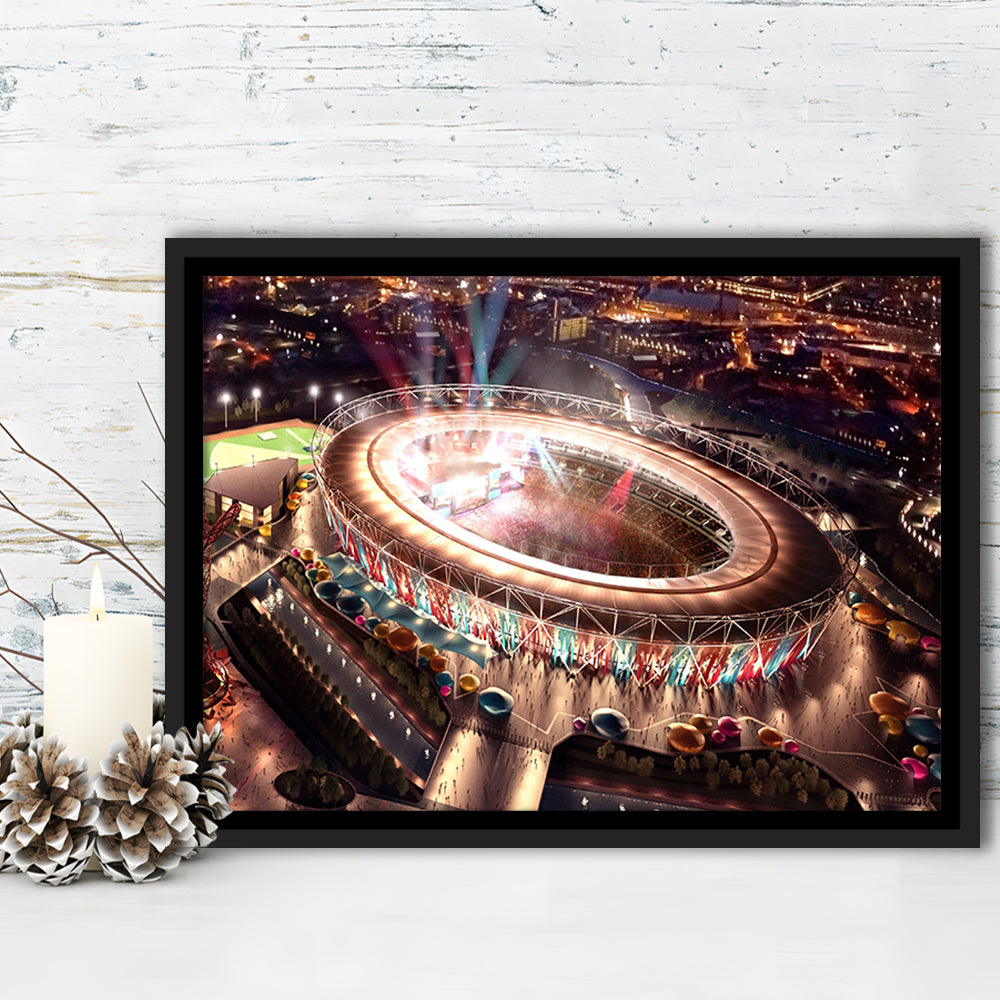 Stadium in London Olympics, Stadium Canvas, Sport Art, Framed Canvas Print Wall Art, Floating Frame