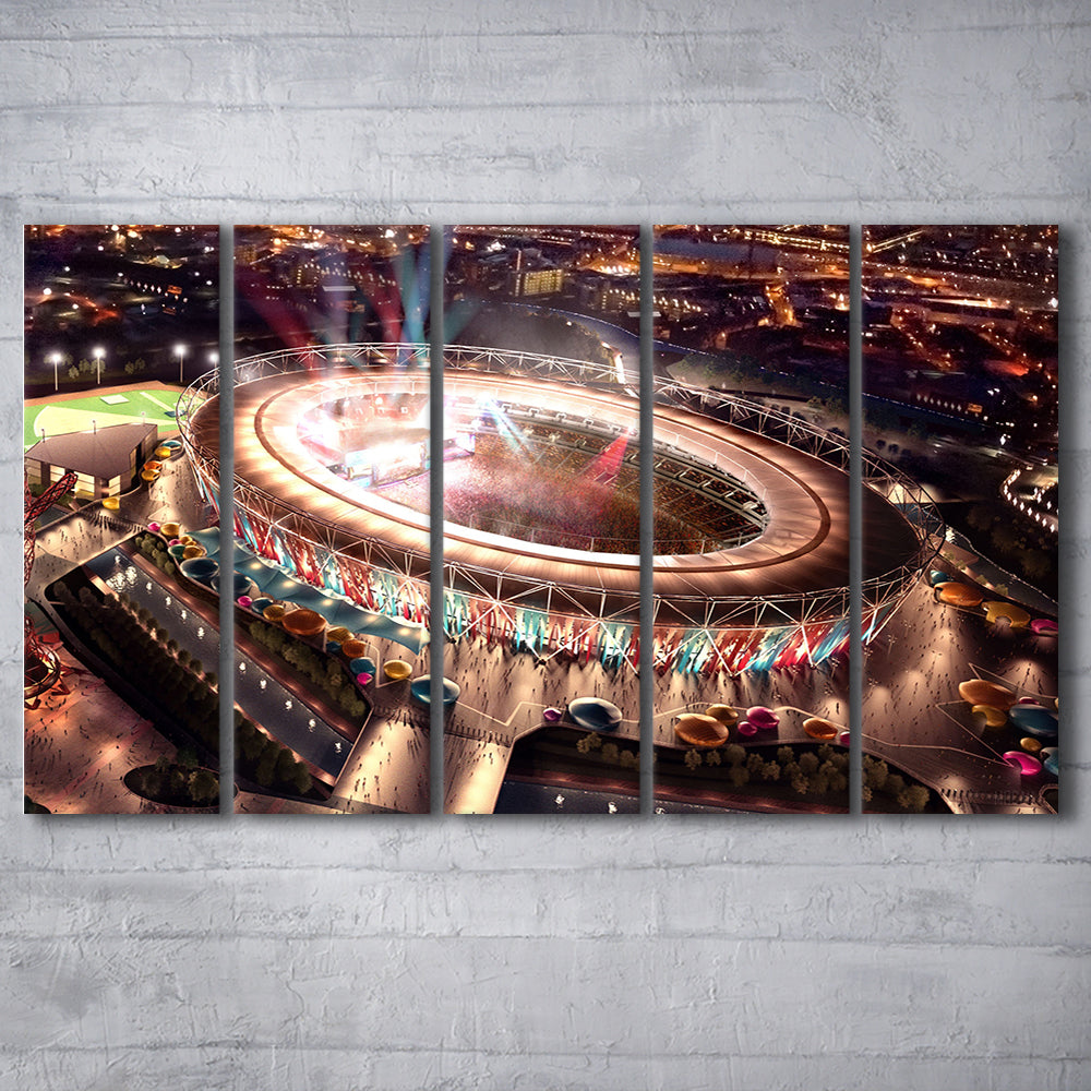 Stadium in London Olympics, Stadium Canvas, Sport Art, 5 Panel B, Extra Large Canvas, Canvas Print Wall Art