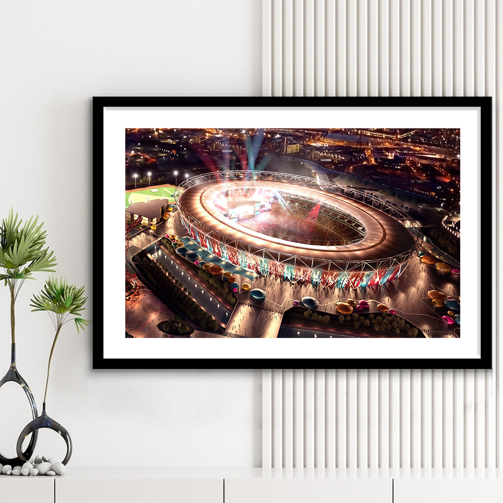 Stadium in London Olympics, Stadium Canvas, Sport Art, Gift for him, White Border Framed Art Print Wall Decor