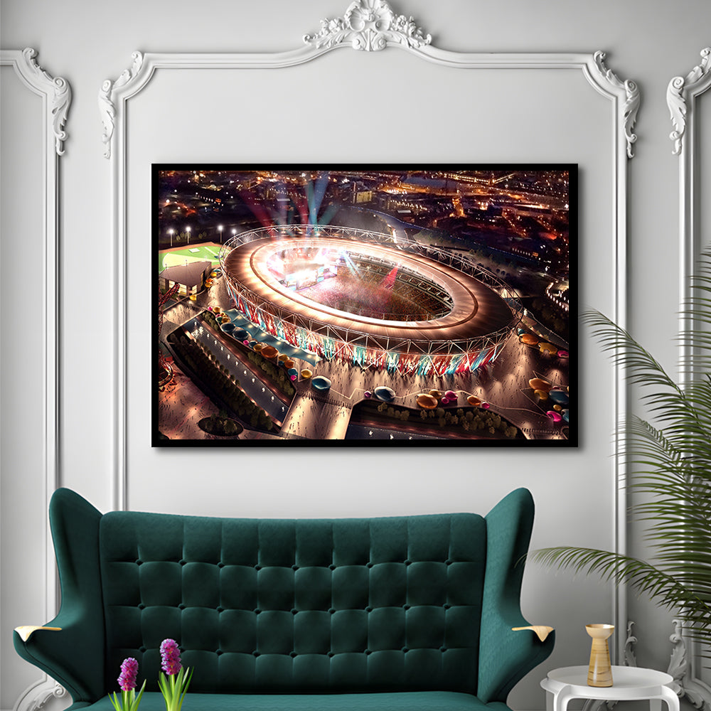 Stadium in London Olympics, Stadium Canvas, Sport Art, Gift for him, Framed Art Print Wall Decor, Picture Framed
