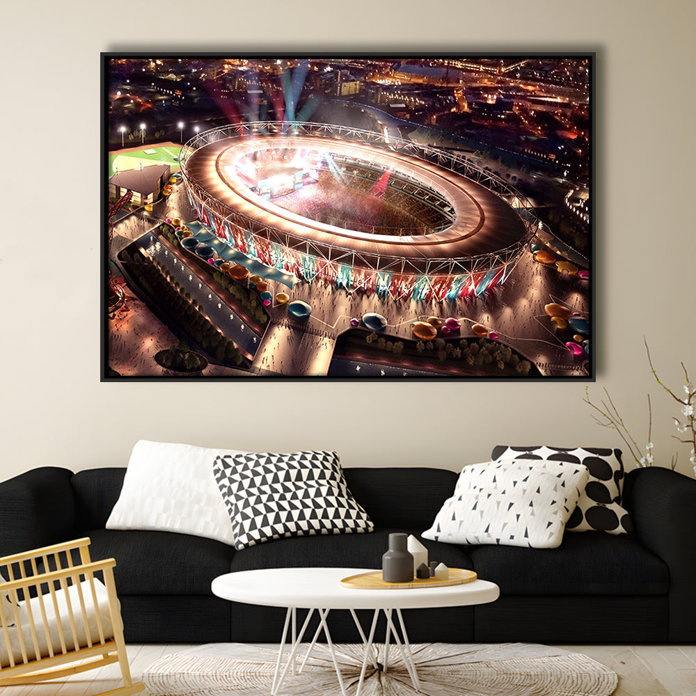 Stadium in London Olympics, Stadium Canvas, Sport Art, Framed Canvas Print Wall Art, Floating Frame