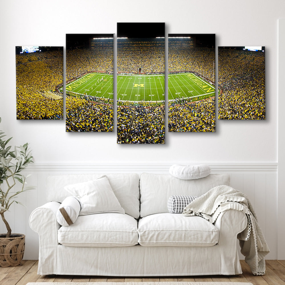 Stadium in Michigan, Stadium Canvas, Sport Art, Gift for him, 5 Panel, Large Canvas, Canvas Print Wall Art