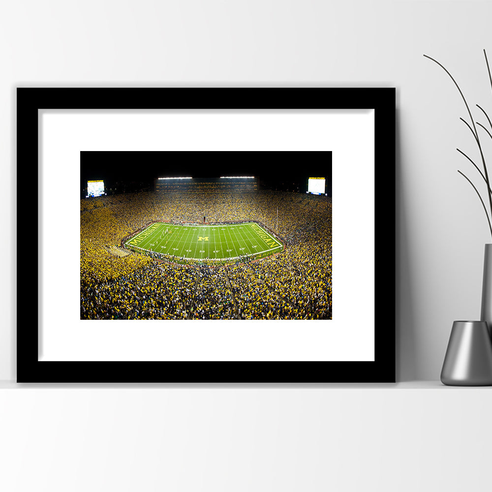 Stadium in Michigan, Stadium Canvas, Sport Art, Gift for him, White Border Framed Art Print Wall Decor