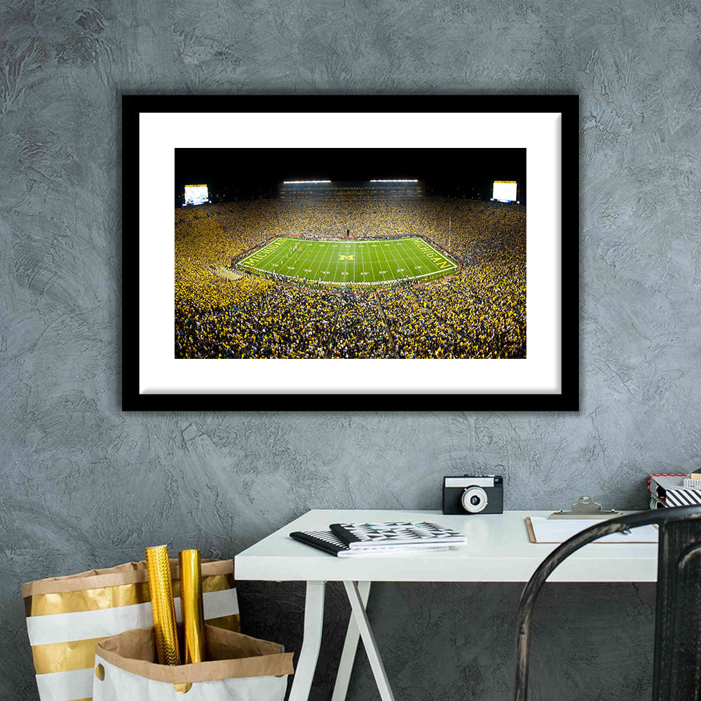 Stadium in Michigan, Stadium Canvas, Sport Art, Gift for him, White Border Framed Art Print Wall Decor