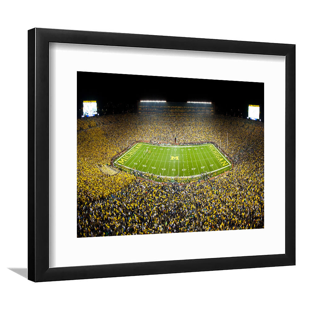 Stadium in Michigan, Stadium Canvas, Sport Art, Gift for him, White Border Framed Art Print Wall Decor