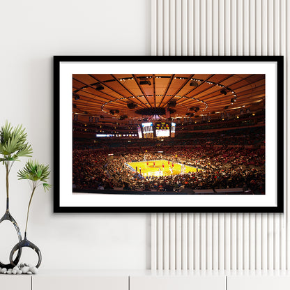Stadium in New York Madison Garden, Stadium Canvas, Sport Art, Gift for him, White Border Framed Art Print Wall Decor