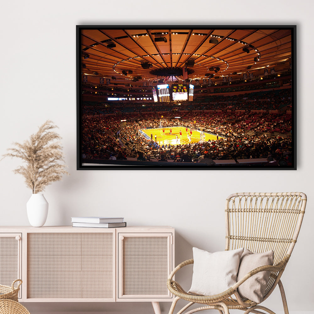 Stadium in New York Madison Garden, Stadium Canvas, Sport Art, Framed Canvas Print Wall Art, Floating Frame