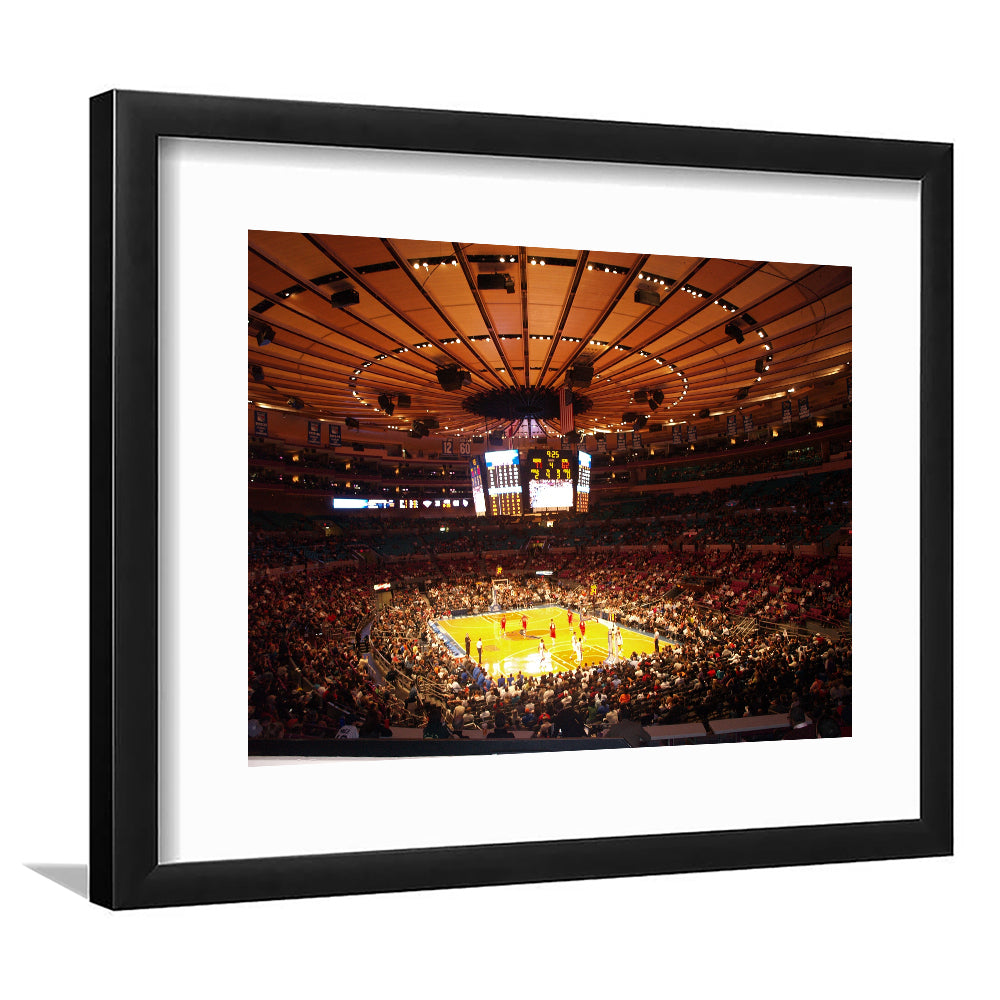 Stadium in New York Madison Garden, Stadium Canvas, Sport Art, Gift for him, White Border Framed Art Print Wall Decor
