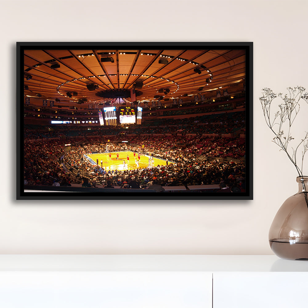 Stadium in New York Madison Garden, Stadium Canvas, Sport Art, Framed Canvas Print Wall Art, Floating Frame