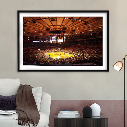 Stadium in New York Madison Garden, Stadium Canvas, Sport Art, Gift for him, White Border Framed Art Print Wall Decor