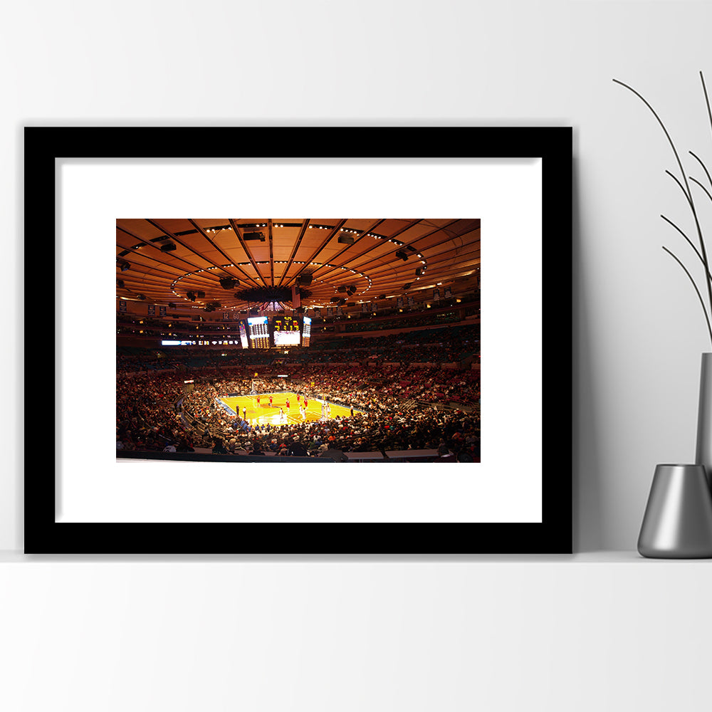 Stadium in New York Madison Garden, Stadium Canvas, Sport Art, Gift for him, White Border Framed Art Print Wall Decor