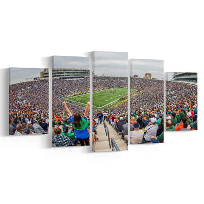 Stadium in Notre Dame, Stadium Canvas, Sport Art, Gift for him, 5 Panel, Large Canvas, Canvas Print Wall Art