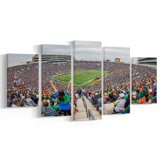Stadium in Notre Dame, Stadium Canvas, Sport Art, Gift for him, 5 Panel, Large Canvas, Canvas Print Wall Art