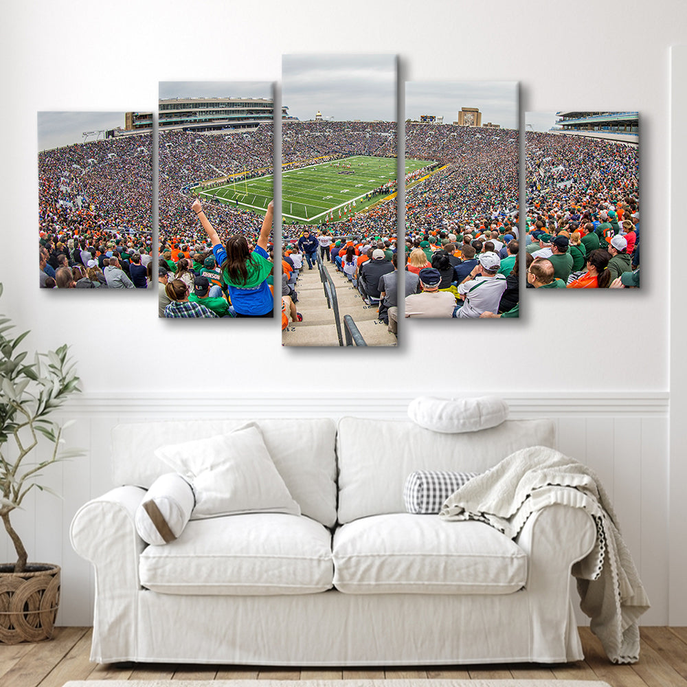 Stadium in Notre Dame, Stadium Canvas, Sport Art, Gift for him, 5 Panel, Large Canvas, Canvas Print Wall Art