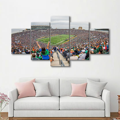 Stadium in Notre Dame, Stadium Canvas, Sport Art, Gift for him, 5 Panel, Large Canvas, Canvas Print Wall Art