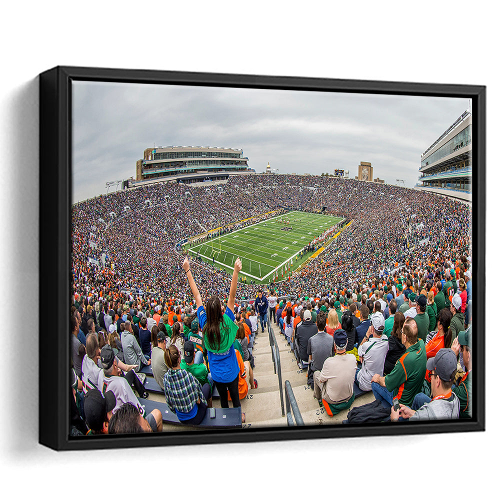 Stadium in Notre Dame, Stadium Canvas, Sport Art, Framed Canvas Print Wall Art, Floating Frame