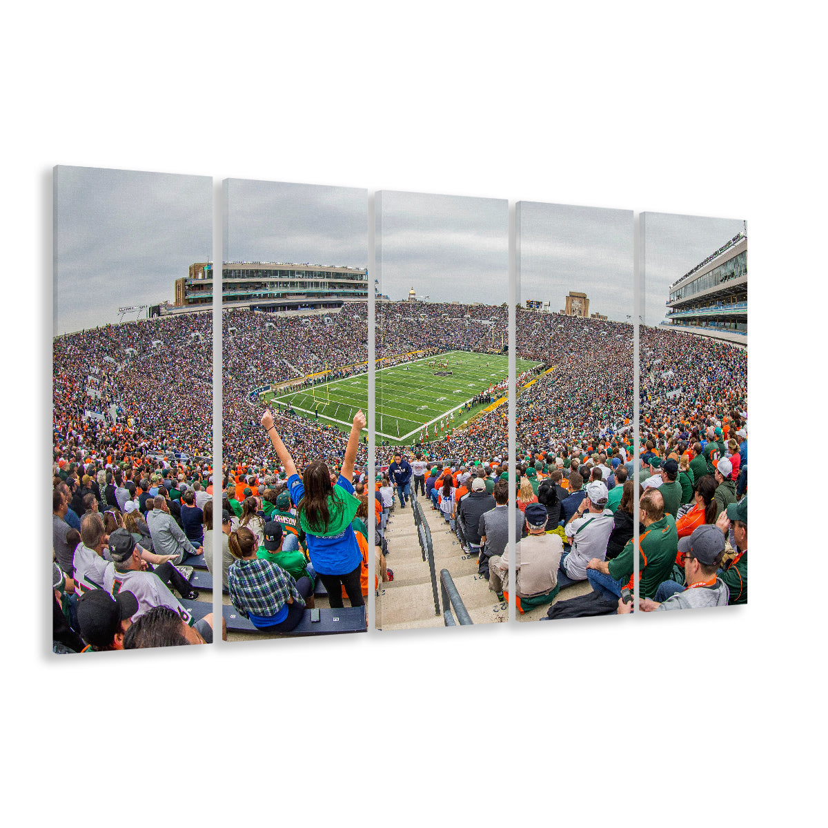 Stadium in Notre Dame, Stadium Canvas, Sport Art, 5 Panel B, Extra Large Canvas, Canvas Print Wall Art