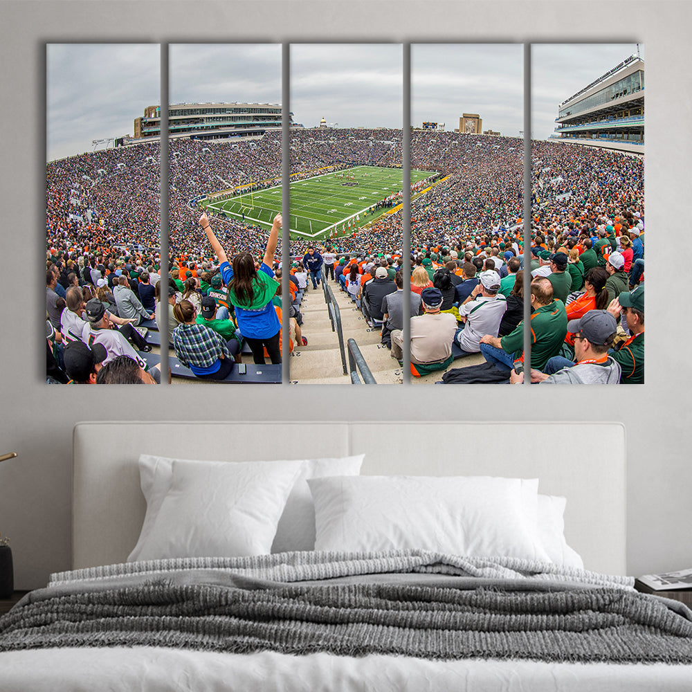 Stadium in Notre Dame, Stadium Canvas, Sport Art, 5 Panel B, Extra Large Canvas, Canvas Print Wall Art