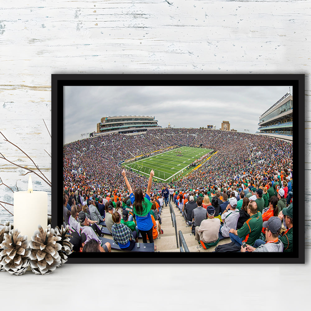 Stadium in Notre Dame, Stadium Canvas, Sport Art, Framed Canvas Print Wall Art, Floating Frame