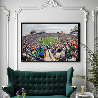 Stadium in Notre Dame, Stadium Canvas, Sport Art, Gift for him, Framed Art Print Wall Decor, Picture Framed