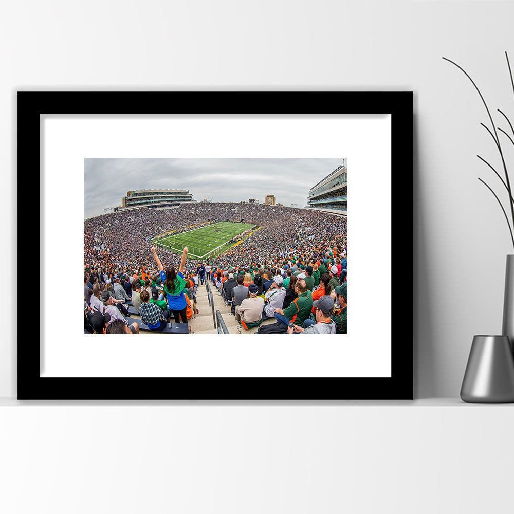 Stadium in Notre Dame, Stadium Canvas, Sport Art, Gift for him, White Border Framed Art Print Wall Decor