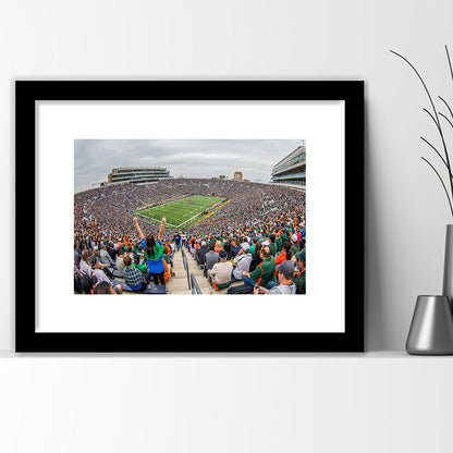 Stadium in Notre Dame, Stadium Canvas, Sport Art, Gift for him, White Border Framed Art Print Wall Decor