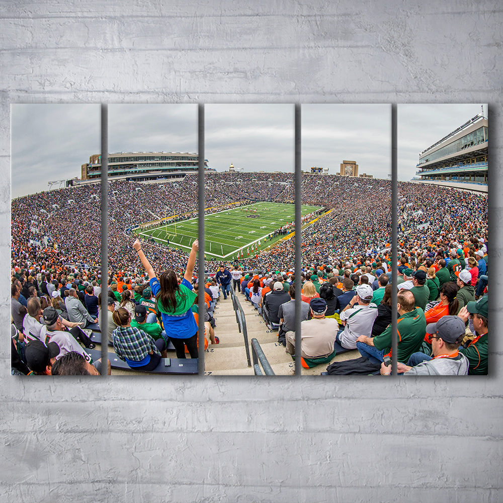 Stadium in Notre Dame, Stadium Canvas, Sport Art, 5 Panel B, Extra Large Canvas, Canvas Print Wall Art