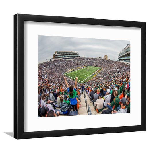 Stadium in Notre Dame, Stadium Canvas, Sport Art, Gift for him, White Border Framed Art Print Wall Decor