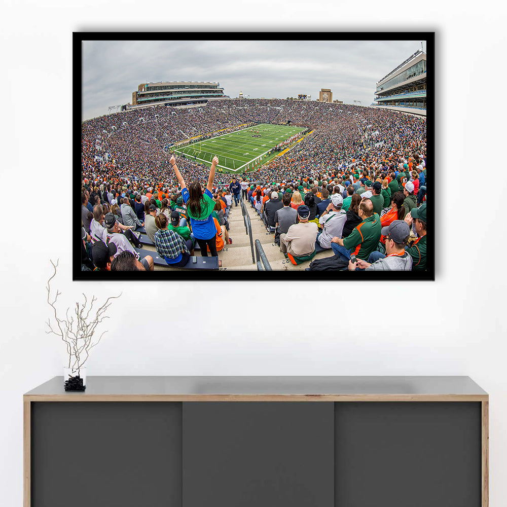 Stadium in Notre Dame, Stadium Canvas, Sport Art, Gift for him, Framed Art Print Wall Decor, Picture Framed
