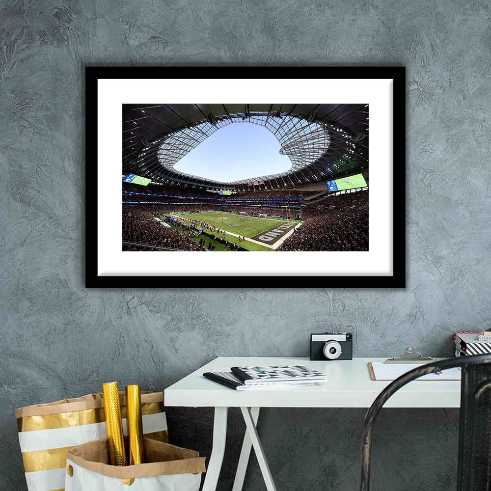 Stadium in Tottenham, Stadium Canvas, Sport Art, Gift for him, White Border Framed Art Print Wall Decor