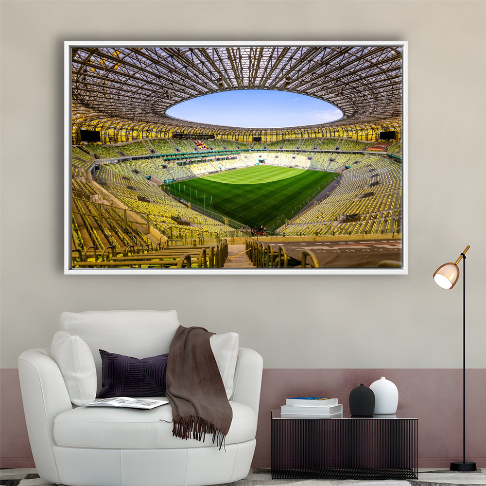 Stadoin Energa, Stadium Canvas, Sport Art, Framed Canvas Print Wall Art, Floating Frame