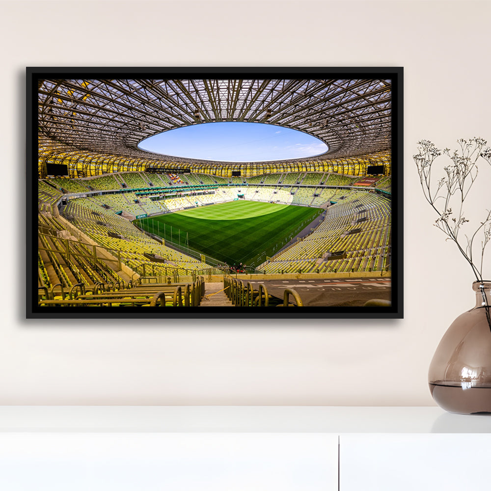 Stadoin Energa, Stadium Canvas, Sport Art, Framed Canvas Print Wall Art, Floating Frame