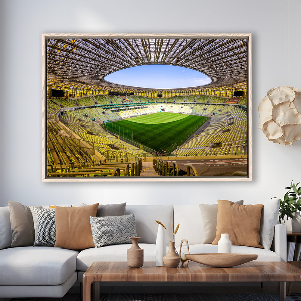 Stadoin Energa, Stadium Canvas, Sport Art, Framed Canvas Print Wall Art, Floating Frame