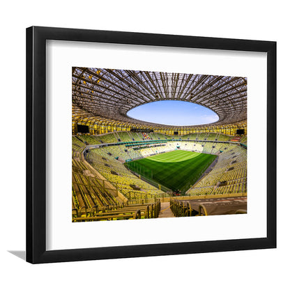 Stadoin Energa, Stadium Canvas, Sport Art, Gift for him, White Border Framed Art Print Wall Decor