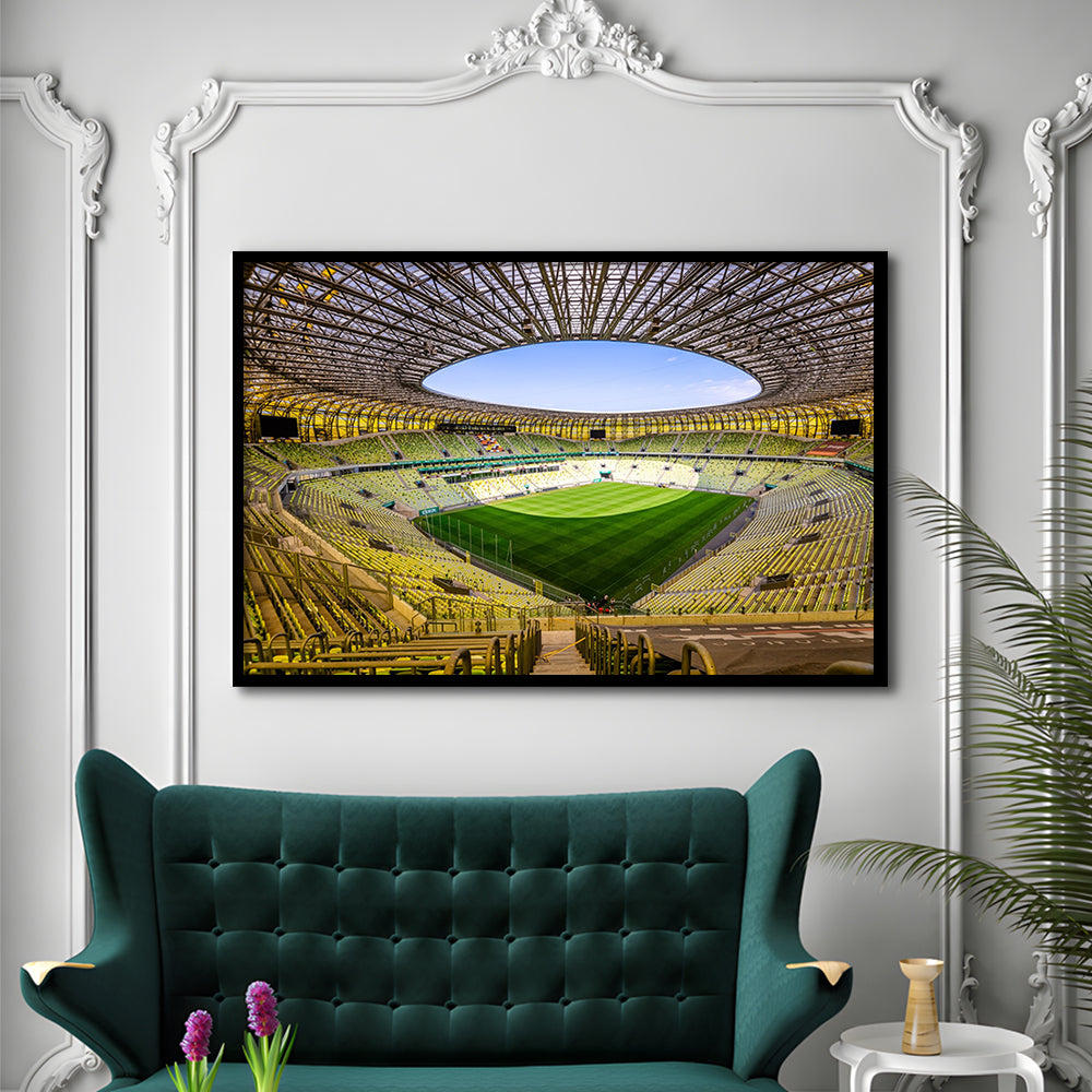 Stadoin Energa, Stadium Canvas, Sport Art, Gift for him, Framed Art Print Wall Decor, Picture Framed