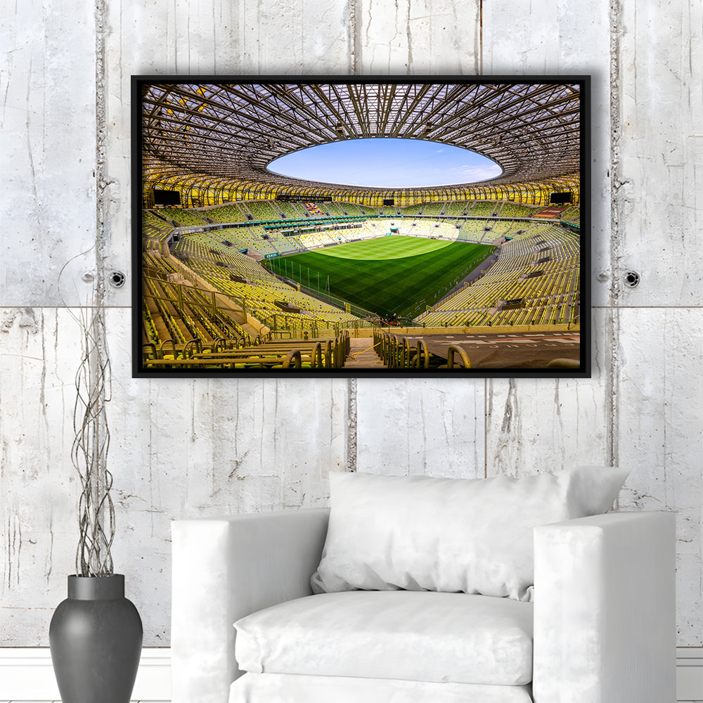 Stadoin Energa, Stadium Canvas, Sport Art, Framed Canvas Print Wall Art, Floating Frame