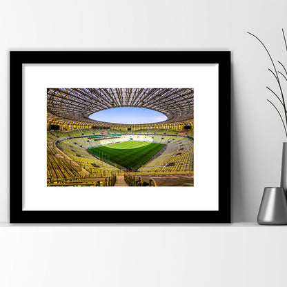 Stadoin Energa, Stadium Canvas, Sport Art, Gift for him, White Border Framed Art Print Wall Decor