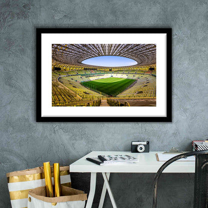Stadoin Energa, Stadium Canvas, Sport Art, Gift for him, White Border Framed Art Print Wall Decor