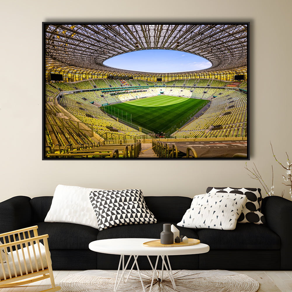 Stadoin Energa, Stadium Canvas, Sport Art, Framed Canvas Print Wall Art, Floating Frame