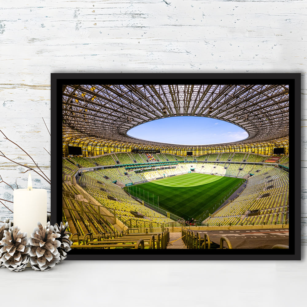 Stadoin Energa, Stadium Canvas, Sport Art, Framed Canvas Print Wall Art, Floating Frame