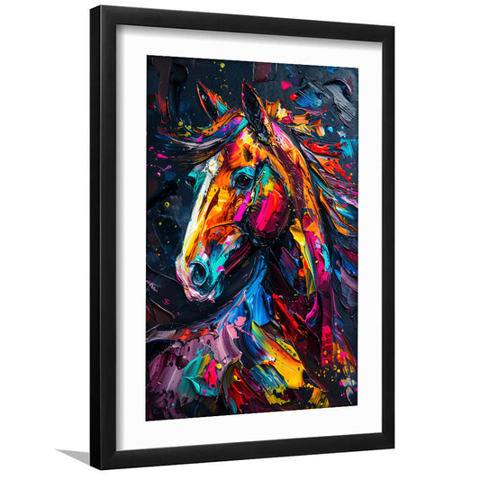Stallion Portrait, Horse Art Painting, Framed Picture Print, Framed Art Prints White Border Wall Decor
