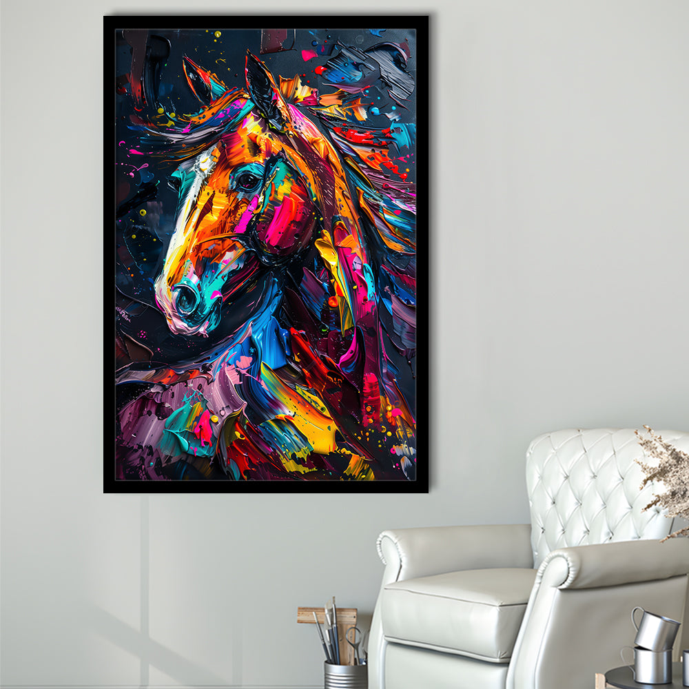 Stallion Portrait, Horse Art Painting, Framed Picture Print,, Framed Art Prints Wall Decor