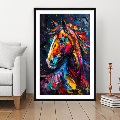 Stallion Portrait, Horse Art Painting, Framed Picture Print, Framed Art Prints White Border Wall Decor