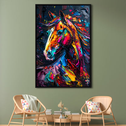Stallion Portrait, Horse Art Painting, Floating Framed Canvas Art Print,, Framed Canvas Prints Wall Art