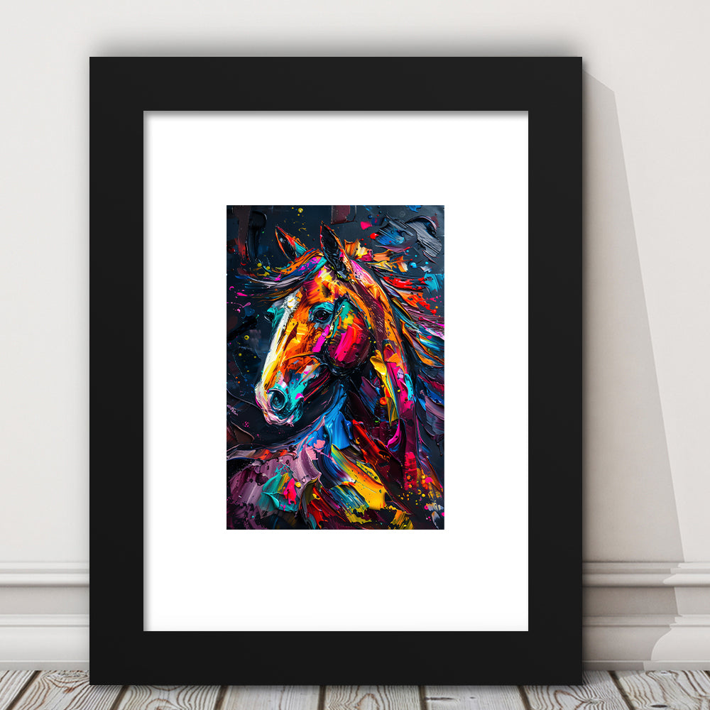 Stallion Portrait, Horse Art Painting, Framed Picture Print, Framed Art Prints White Border Wall Decor