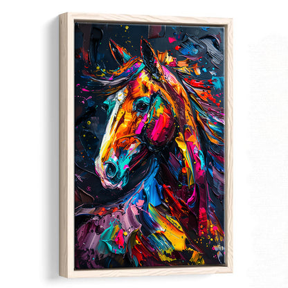 Stallion Portrait, Horse Art Painting, Floating Framed Canvas Art Print,, Framed Canvas Prints Wall Art