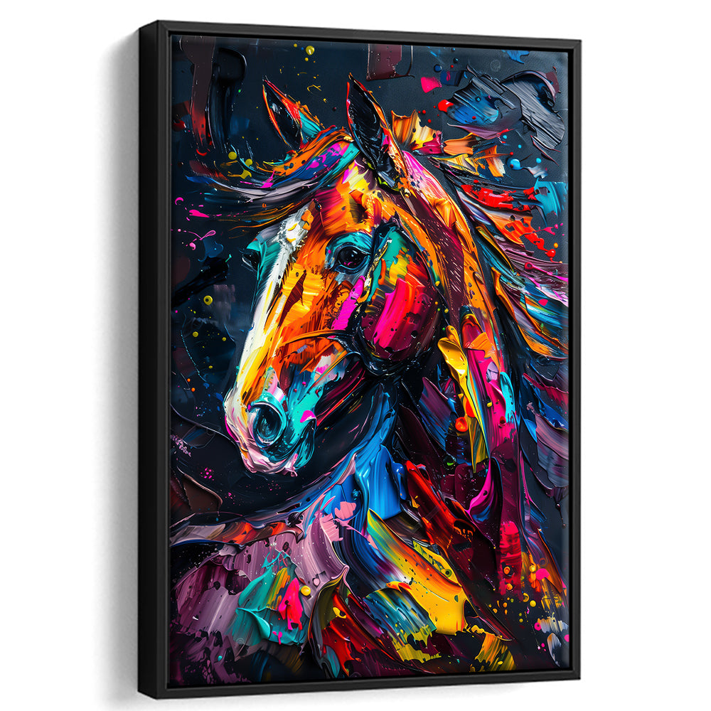 Stallion Portrait, Horse Art Painting, Floating Framed Canvas Art Print,, Framed Canvas Prints Wall Art