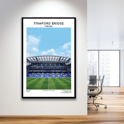 Stamford Bridge Football Stadium Print, Chelsea Stadium Wall Art For Fans, Framed Art Prints Wall Decor