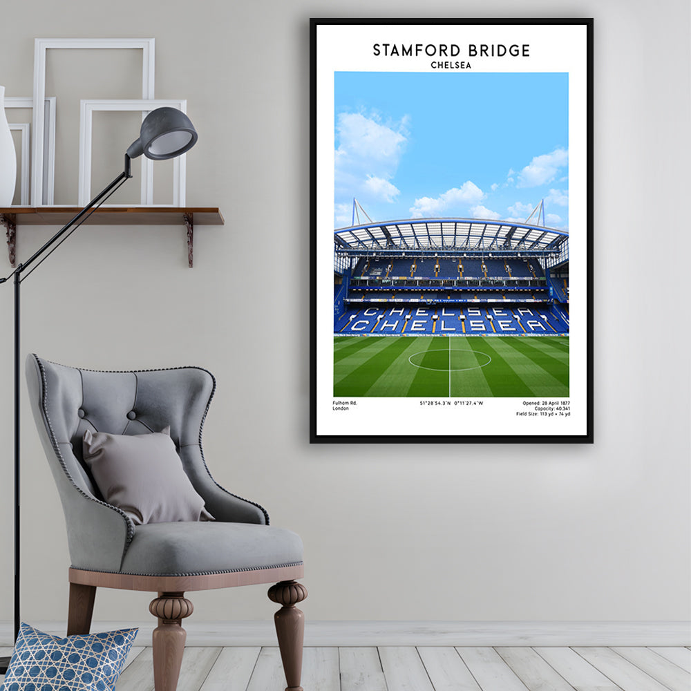 Stamford Bridge Football Stadium Print, Chelsea Stadium Wall Art For Fans, Framed Canvas Prints Wall Art