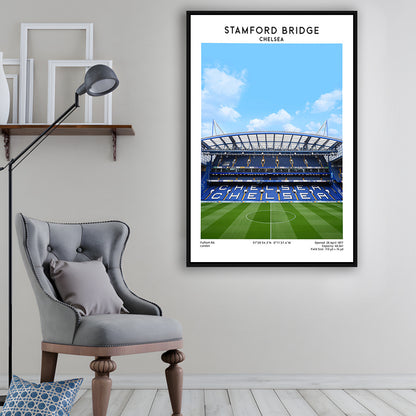Stamford Bridge Football Stadium Print, Chelsea Stadium Wall Art For Fans, Framed Canvas Prints Wall Art